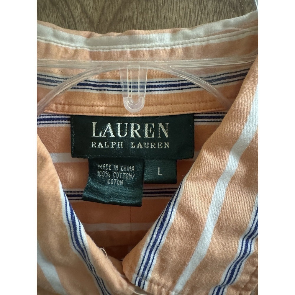 Ralph Lauren Womens Stripped Button Down Dress Shirt Size L Monogram Orange Blue - Picture 4 of 7
